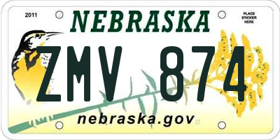 NE license plate ZMV874