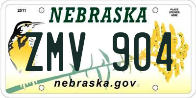 NE license plate ZMV904