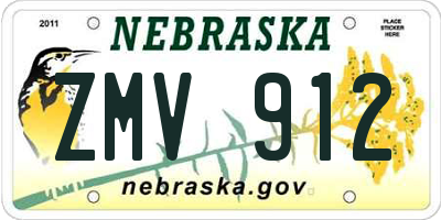 NE license plate ZMV912