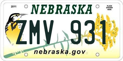 NE license plate ZMV931