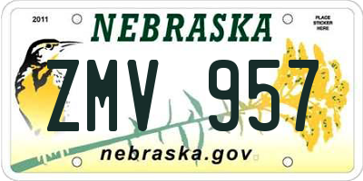 NE license plate ZMV957