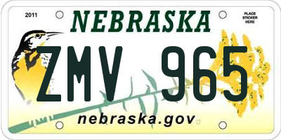 NE license plate ZMV965