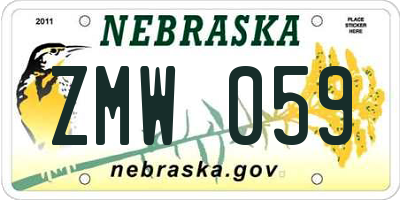 NE license plate ZMW059