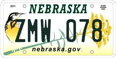 NE license plate ZMW078