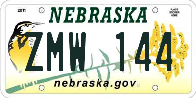 NE license plate ZMW144