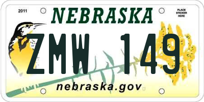 NE license plate ZMW149