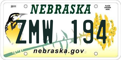 NE license plate ZMW194