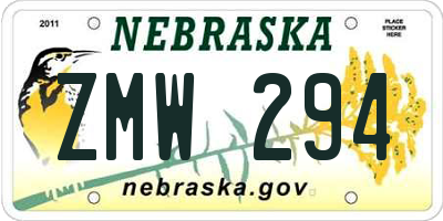 NE license plate ZMW294