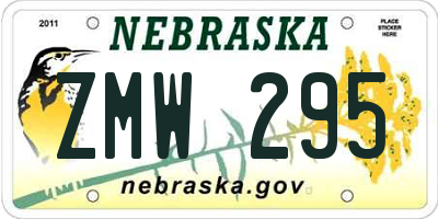 NE license plate ZMW295