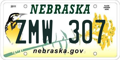 NE license plate ZMW307