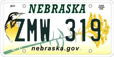 NE license plate ZMW319
