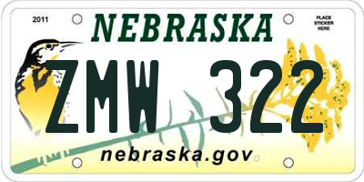 NE license plate ZMW322