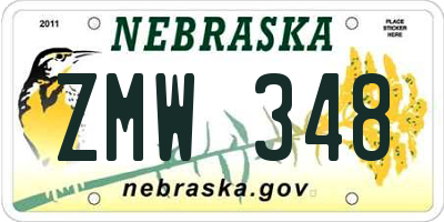 NE license plate ZMW348