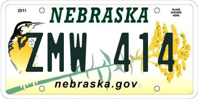 NE license plate ZMW414