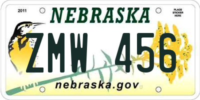 NE license plate ZMW456