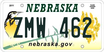 NE license plate ZMW462