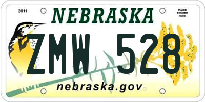 NE license plate ZMW528