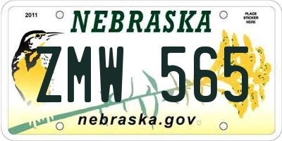 NE license plate ZMW565