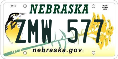 NE license plate ZMW577