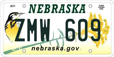 NE license plate ZMW609