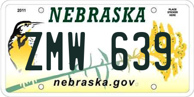 NE license plate ZMW639