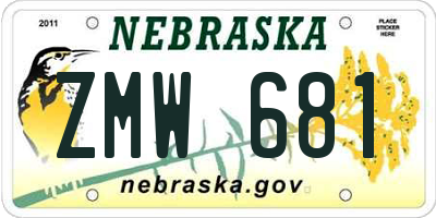 NE license plate ZMW681