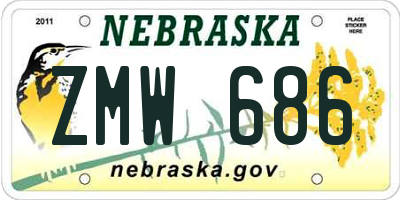NE license plate ZMW686