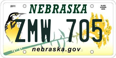 NE license plate ZMW705