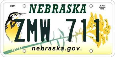 NE license plate ZMW711