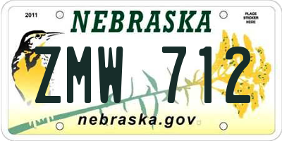 NE license plate ZMW712