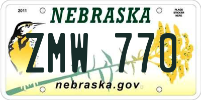 NE license plate ZMW770