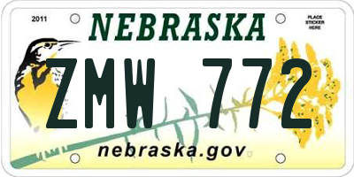 NE license plate ZMW772