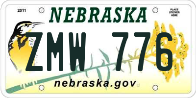 NE license plate ZMW776