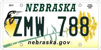 NE license plate ZMW788
