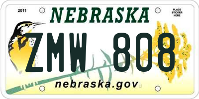 NE license plate ZMW808