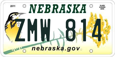 NE license plate ZMW814