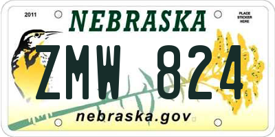 NE license plate ZMW824