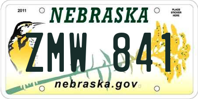 NE license plate ZMW841