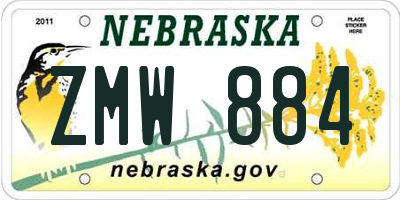 NE license plate ZMW884