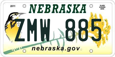 NE license plate ZMW885
