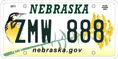 NE license plate ZMW888
