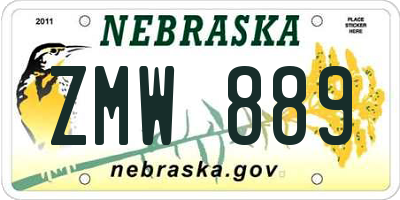 NE license plate ZMW889