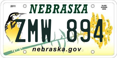 NE license plate ZMW894