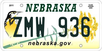 NE license plate ZMW936