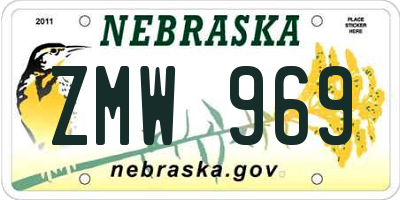 NE license plate ZMW969