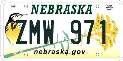 NE license plate ZMW971