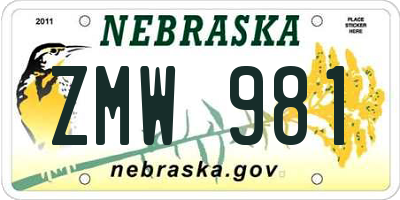 NE license plate ZMW981
