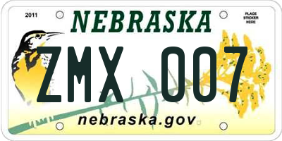 NE license plate ZMX007