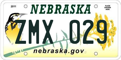 NE license plate ZMX029