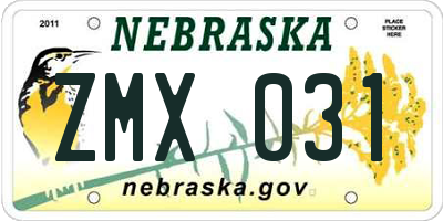 NE license plate ZMX031